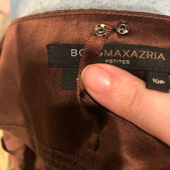 BCBGMAXAZRIA Brown 100% Silk High Low hem Halter Dress Size: 10 petite - Picture 6 of 9